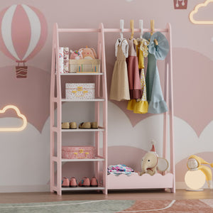 Børnegarderobe Vestnes 114x77x30 cm Cotton Candy/Hvid [en.casa] - premiumXL