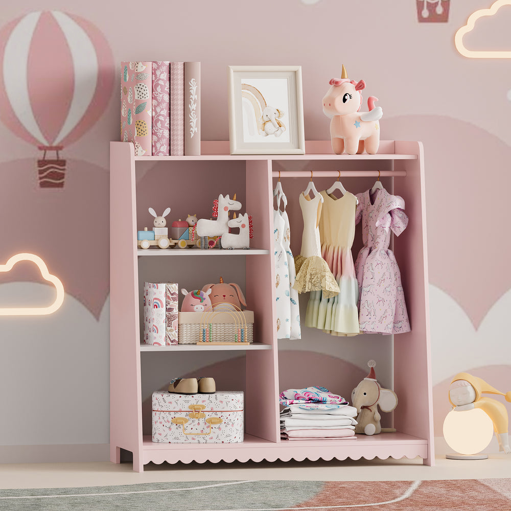 Børnegarderobe Vestnes 90x80x38 cm Cotton Candy/Hvid [en.casa] - premiumXL