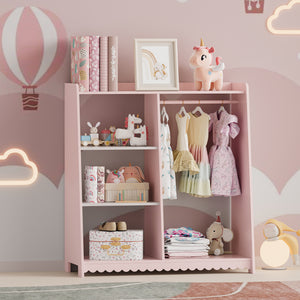 Børnegarderobe Vestnes 90x80x38 cm Cotton Candy/Hvid [en.casa] - premiumXL