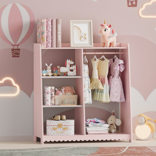 Børnegarderobe Vestnes 90x80x38 cm Cotton Candy/Hvid [en.casa] - premiumXL