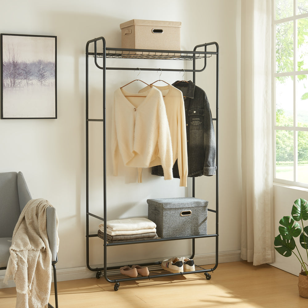 Rulleklædestativ Vestvågøy 176x90x40 cm Sort [en.casa] - premiumXL