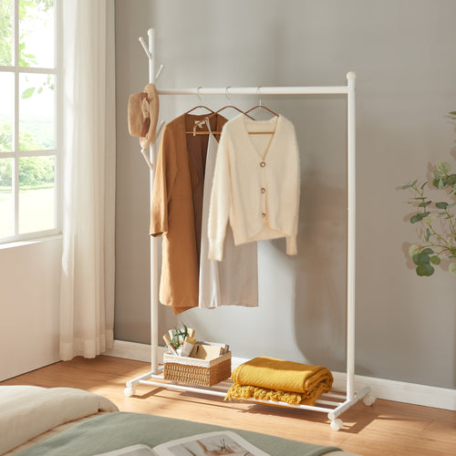 Rullbar garderobestativ Snåsa 170x105x43 cm [en.casa]