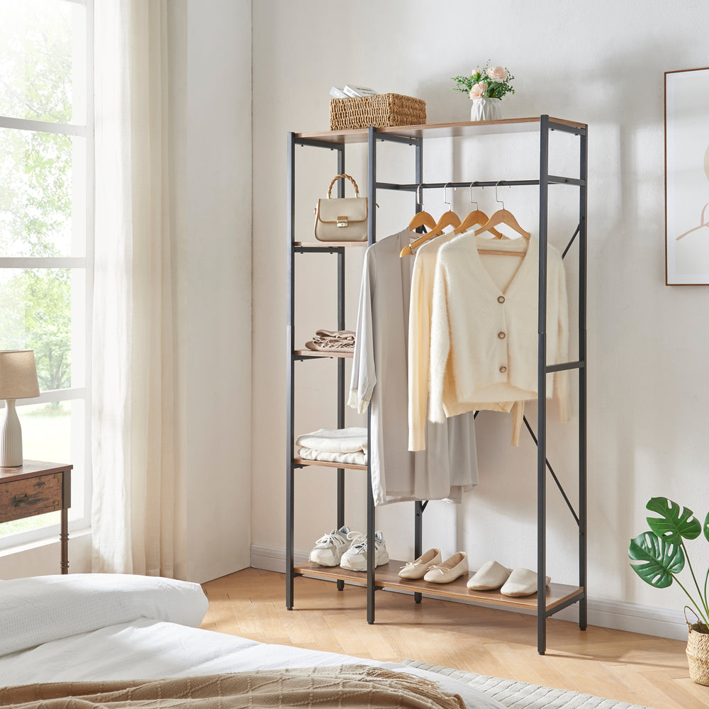 Garderobestativ Hvidovre 170x100x35 cm Sort/Træfarvet [en.casa] - premiumXL