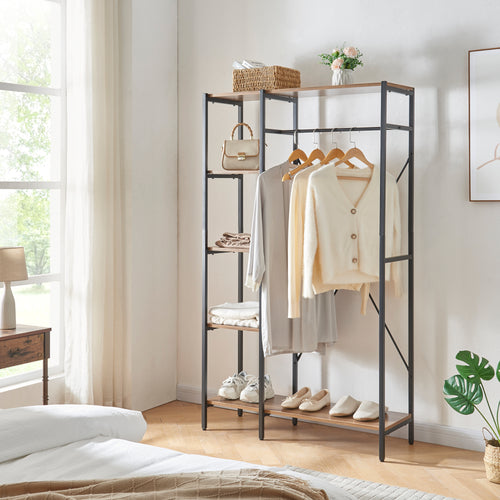 Garderobestativ Hvidovre 170x100x35 cm Sort/Træfarvet [en.casa] - premiumXL