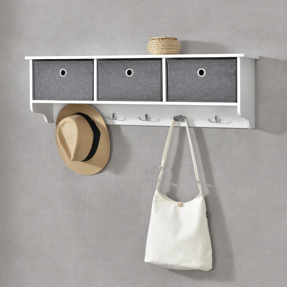 Væg garderobe Horsens med opbevaringskasser 100x20x30cm Hvid/Grå en.casa - premiumXL