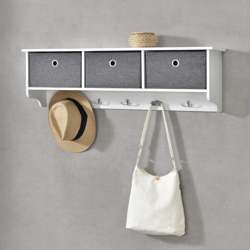 Væg garderobe Horsens med opbevaringskasser 100x20x30cm Hvid/Grå en.casa - premiumXL