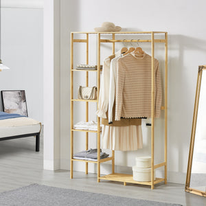 Garderobestativ Eurajoki 139x100x40 cm bambus natur [en.casa] - premiumXL