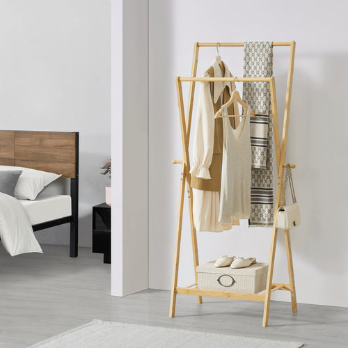 Garderobestativ Keitele 150 x 60 x 42 cm bambus natur [en.casa] - premiumXL
