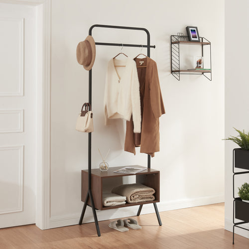 Garderobestativ Averøy 180x74x42cm sort/valnød [en.casa].