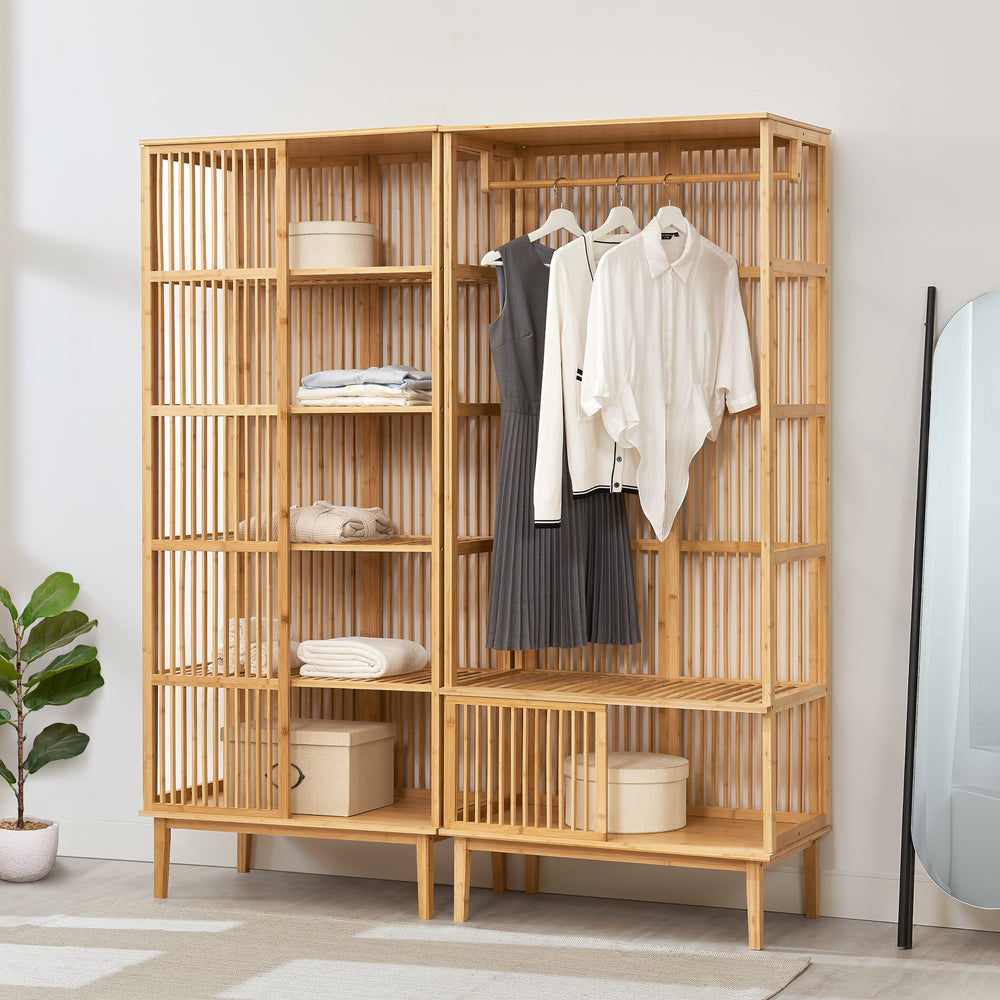 Garderobesæt bestående af Trundholm-reol + Vemb-tøjstativ [en.casa].