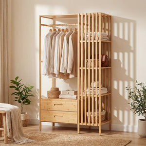 Garderobestativ Varanger 185x100x45 cm Bambus [en.casa]
