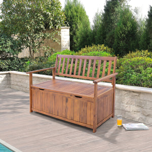 Havestol Avezzano med opbevaringsrum 130x60x88cm Akacie FSC®-certificeret [en.casa]