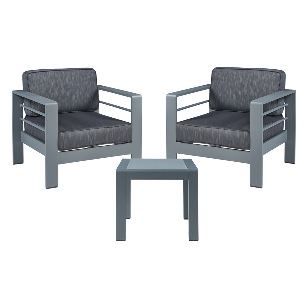 Udendørs lænestolsæt med bord Avise 3 dele Aluminium [casa.pro]