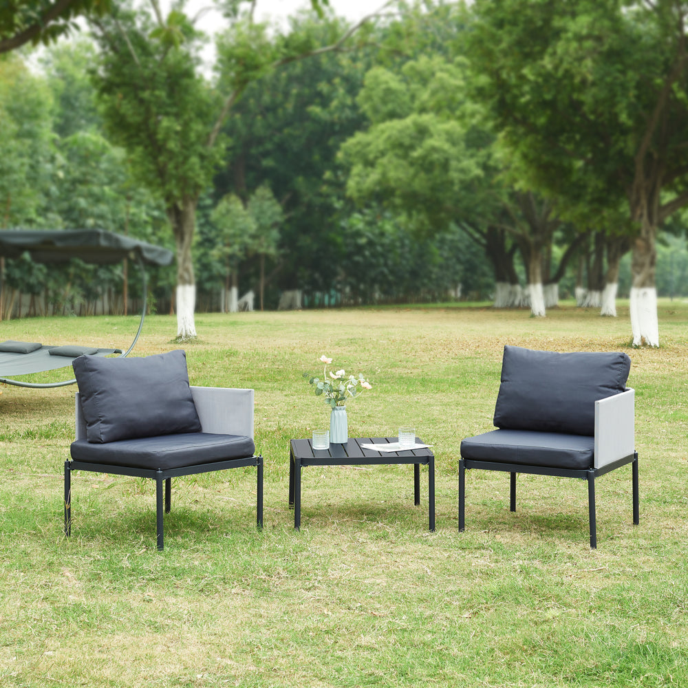 Havemøbelsæt Accettura 3 - dele Aluminium Grå [casa.pro] - premiumXL