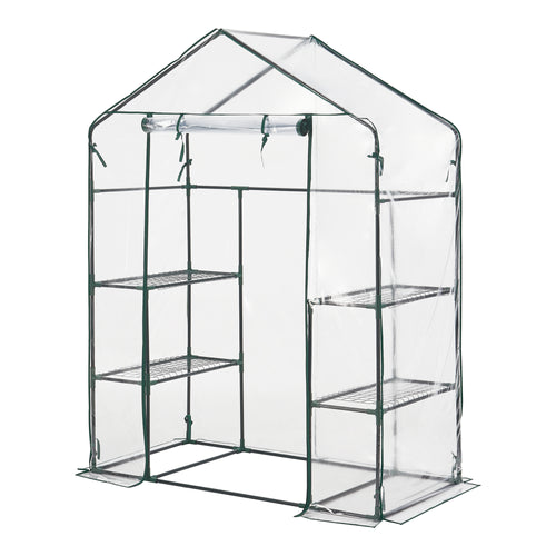 Drivhus Hoorn med hylder 140x73x195cm Transparent [en.casa] - premiumXL