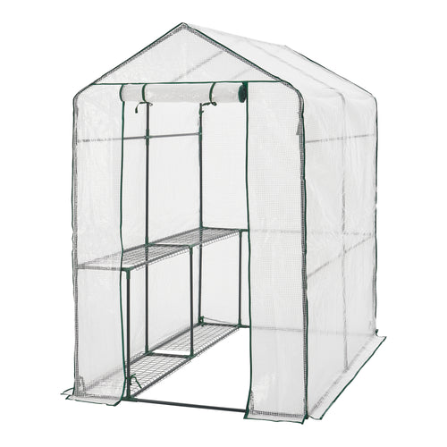 Drivhus Oosterhout med hylder 120x186x190cm Transparent [en.casa] - premiumXL