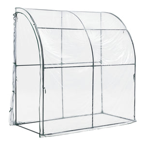 Vægdrivhus Juta 100x200x215cm PVC-film Transparent [en.casa]