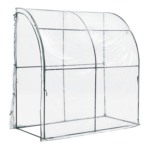 Vægdrivhus Juta 100x200x215cm PVC-film Transparent [en.casa]