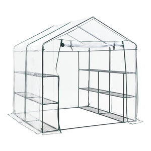 Drivhus Grünau med hylder 200x200x220cm Transparent [en.casa] - premiumXL