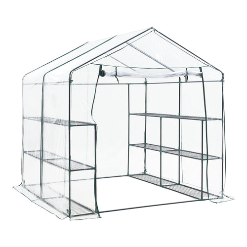 Drivhus Grünau med hylder 200x200x220cm Transparent [en.casa] - premiumXL