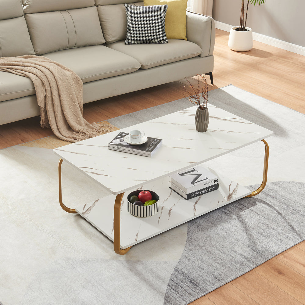 Sofabord Kolta 120x60x43 cm marmorlook [en.casa]