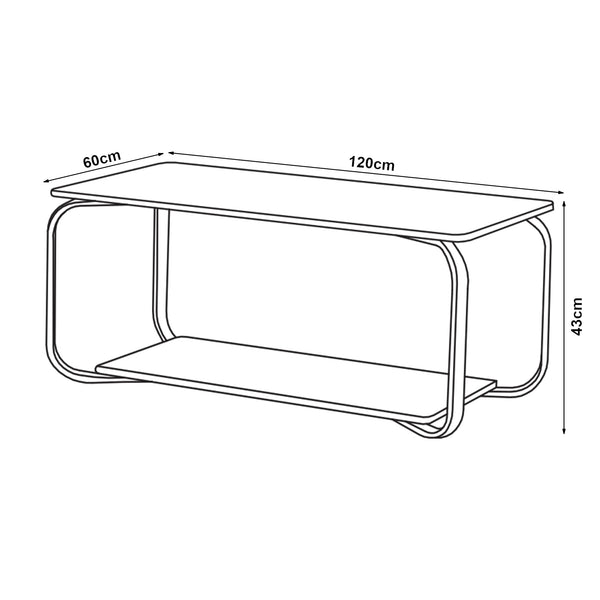 Sofabord Kolta 120x60x43 cm marmorlook [en.casa]