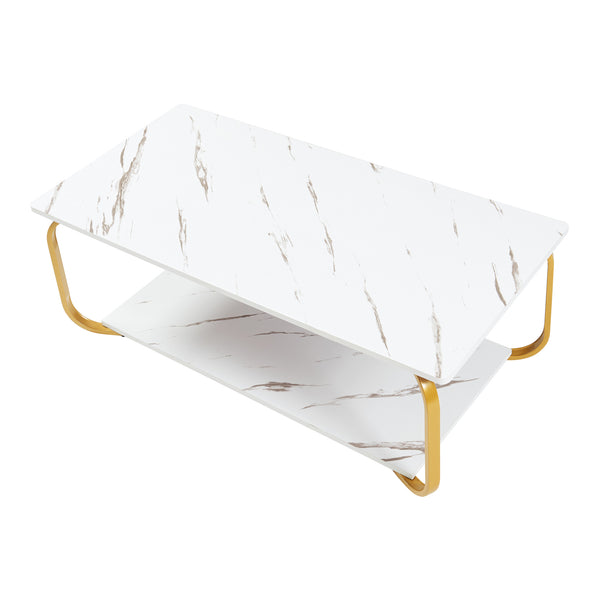 Sofabord Kolta 120x60x43 cm marmorlook [en.casa]