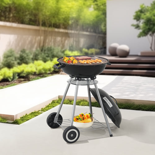 Apricena rund grill 80x49x47cm sort [casa.pro].