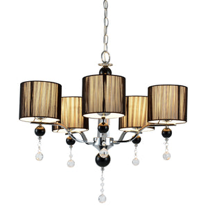 [lux.pro]® Lysekrone Chrome Black - 5xE14 - aluminium/plastik - krom/sort