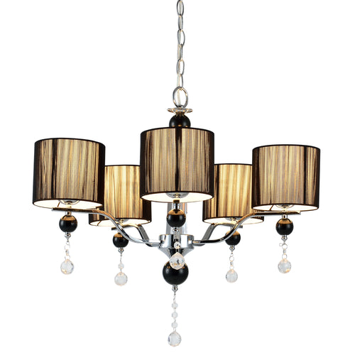 [lux.pro]® Lysekrone Chrome Black - 5xE14 - aluminium/plastik - krom/sort