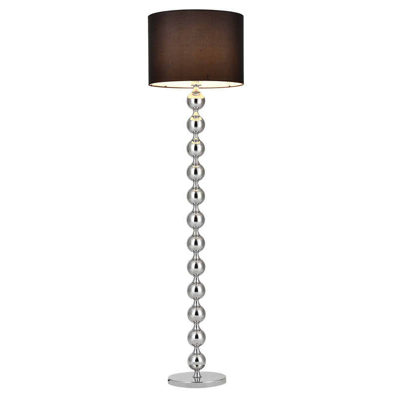 Målskitse [lux.pro]® Elegant Gulvlampe - Spheric Black - 1xE27 - 60W - krom/sort