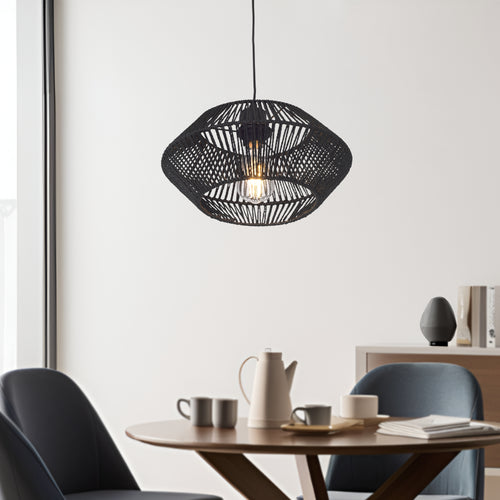 Loftlampe Amersham Metal+Rattan Sort [lux.pro] - premiumXL