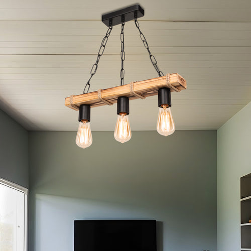 Loftlampe Hemel E27 metal massivt træ jutereb sort / trælook / jutefarver i forskellige størrelser [lux.pro] - premiumXL