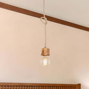 Pendel Corby E27 metal massivt træ jute reb sort / trælook / jute farver [lux.pro].