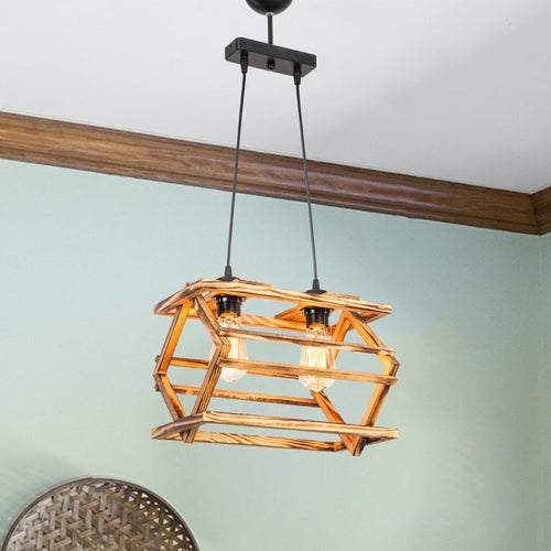 Kettering pendellampe i massivt træ 2xE27 / 3xE27 sort / trælook i forskellige størrelser [lux.pro]