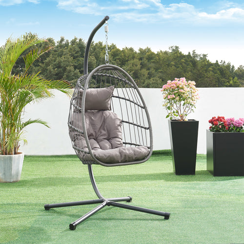 Hængestol Edeng med stativ 196x110x95 cm grå [en.casa] - premiumXL