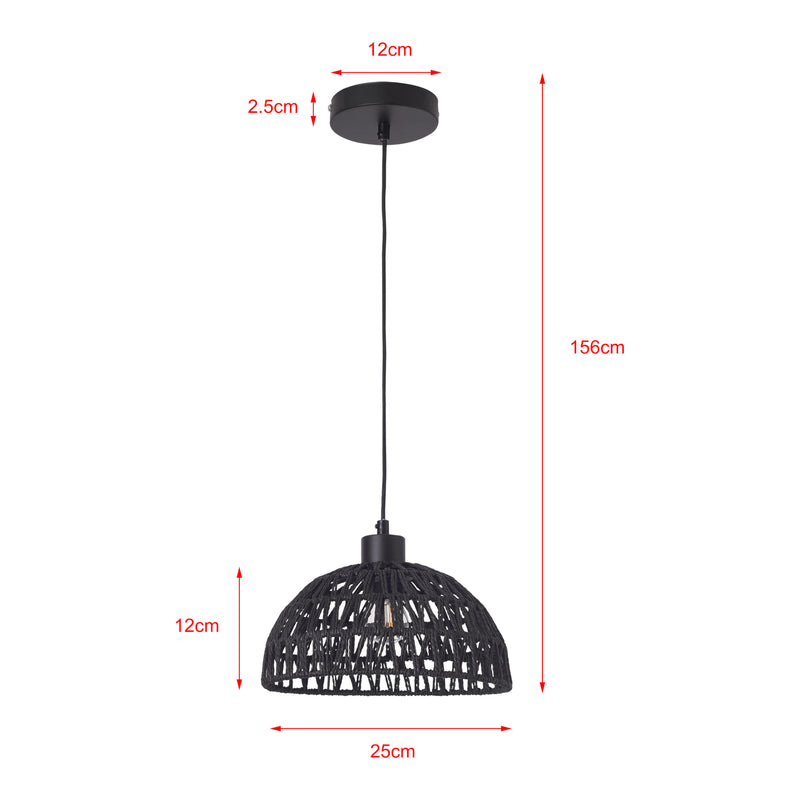Målskitse Pendellampe Alton Metall+Rattan [lux.pro]