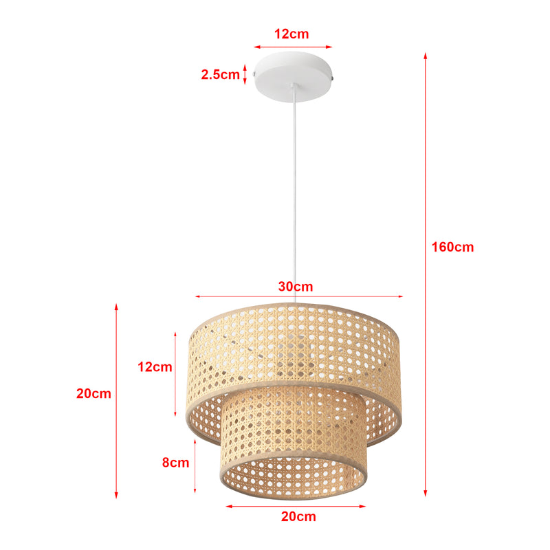 Målskitse Pendellampe Ascot Rattanoptik [lux.pro]