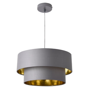Pendellampe Lopar E27 metal stof grå-guld lux.pro
