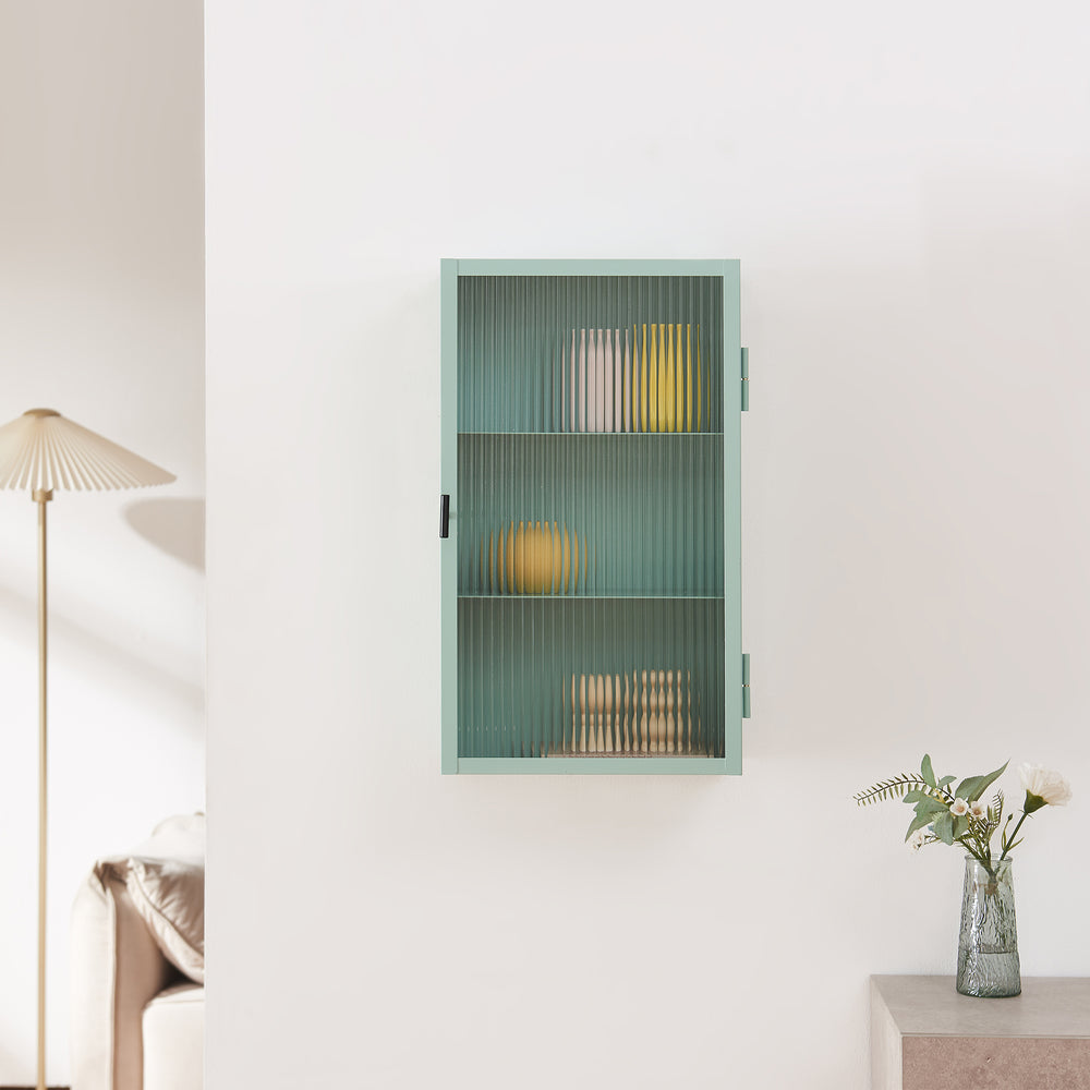 Zundert vægskab med ribbet glasdør 60x35x15 cm stål [en.casa]