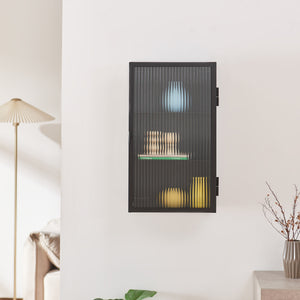 Zundert vægskab med ribbet glasdør 60x35x15 cm stål [en.casa]