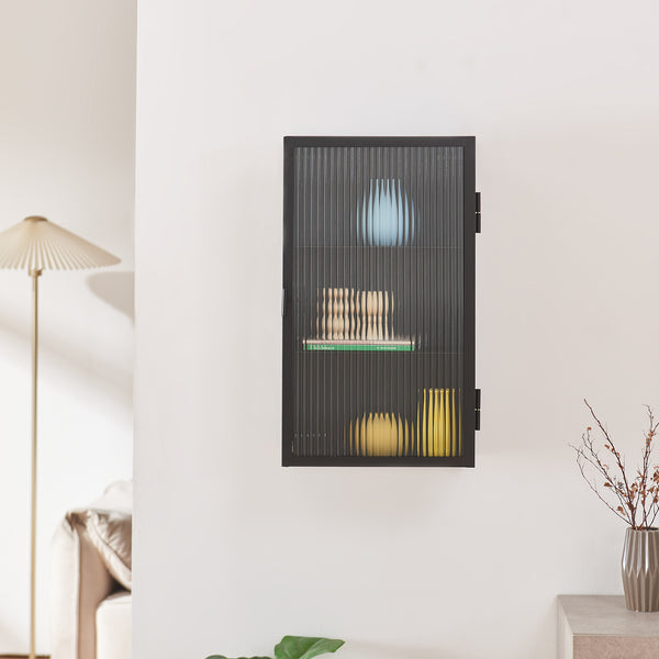 Zundert vægskab med ribbet glasdør 60x35x15 cm stål [en.casa]