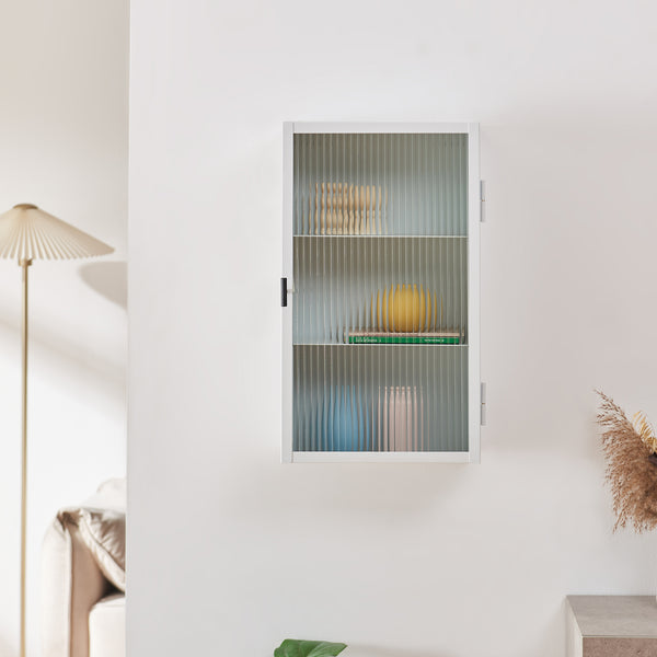 Zundert vægskab med ribbet glasdør 60x35x15 cm stål [en.casa]