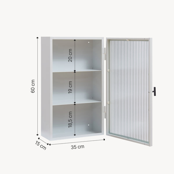 Zundert vægskab med ribbet glasdør 60x35x15 cm stål [en.casa]