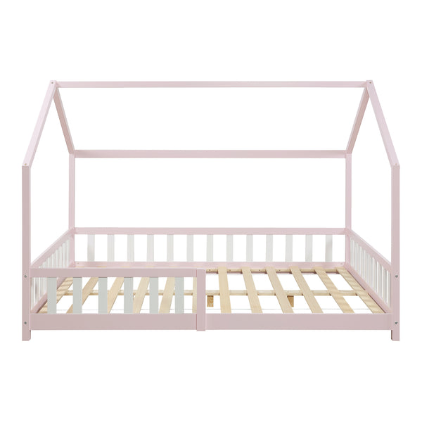 Husseng Hesel med madras og faldsikring Hvid [en.casa]