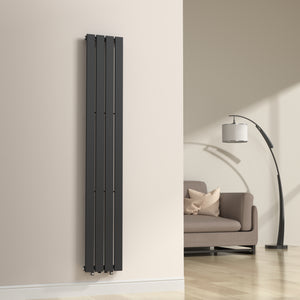 Designradiator Nore Black 180x30cm Enkeltlag 598W [neu.haus].