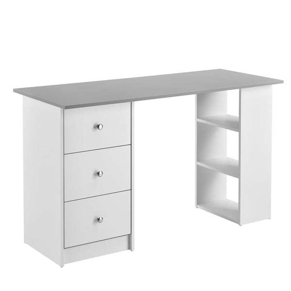 [en.casa]® Skrivebord Lemberg - 120x49x72cm - melaminbelagt spånplade - med skuffer og hylder - vælg modell