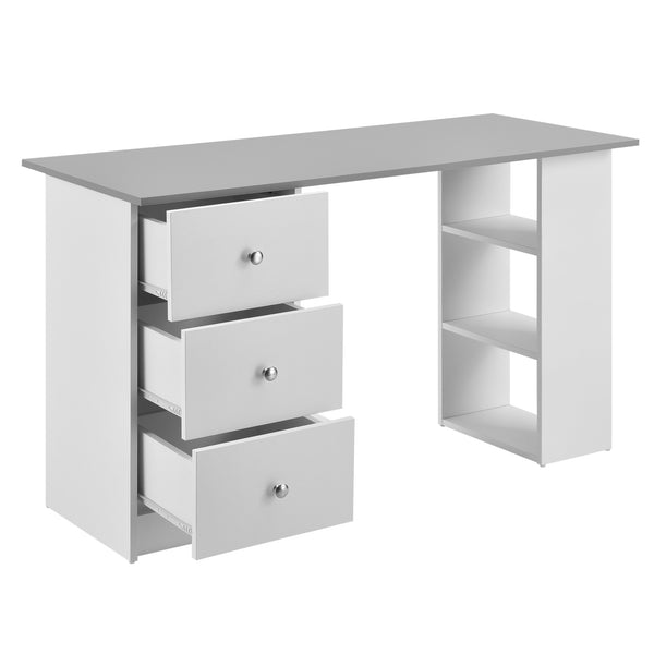 [en.casa]® Skrivebord Lemberg - 120x49x72cm - melaminbelagt spånplade - med skuffer og hylder - vælg modell