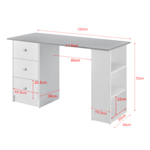 [en.casa]® Skrivebord Lemberg - 120x49x72cm - melaminbelagt spånplade - med skuffer og hylder - vælg modell