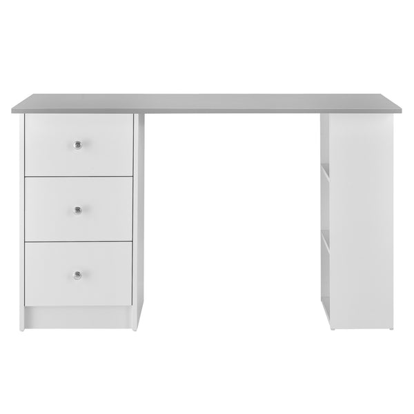 [en.casa]® Skrivebord Lemberg - 120x49x72cm - melaminbelagt spånplade - med skuffer og hylder - vælg modell